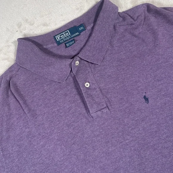 Polo Ralph Lauren Polo Shirt Classic Mens XXL Purple Heathered Cotton Pony Logo