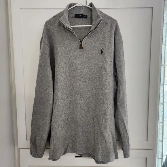Polo Ralph Lauren Mens XXL Gray Estate Quarter Zip Jumper Pullover Sweater