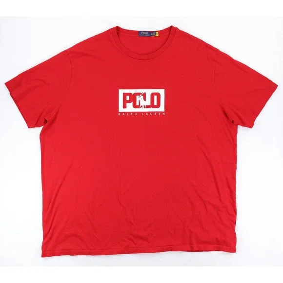 Polo Ralph Lauren T-Shirt Mens 4XLT Red Box Logo Short Sleeve Cotton Tee