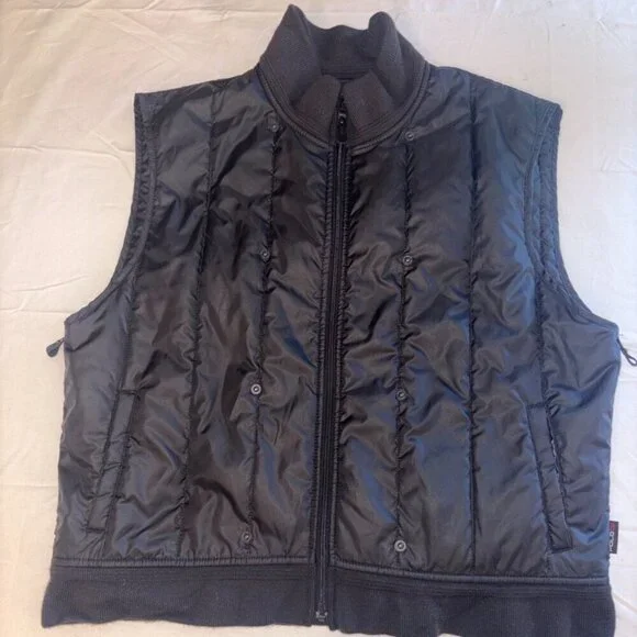 Vintage Polo Ralph Lauren Black Vertical Quilt Insulated Vest Men's XL Snaps