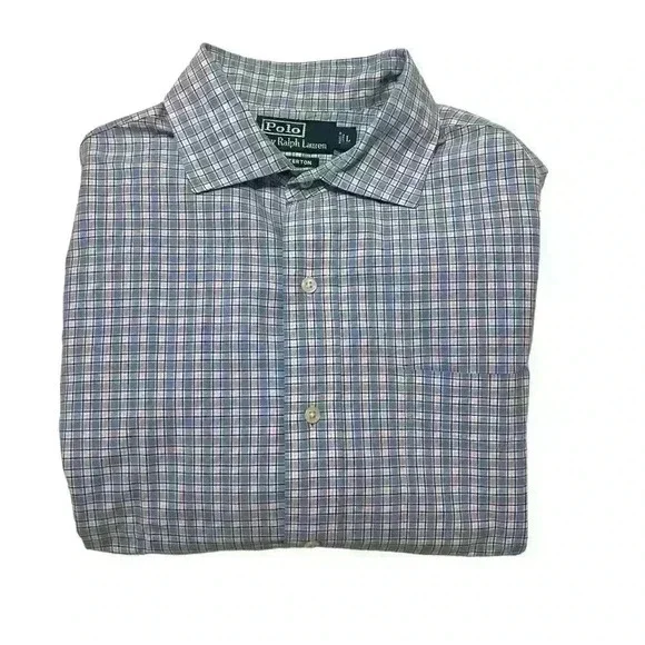 Polo by Ralph Lauren Westerton Button-Down Plaid Blue Pink Men’s Size Large