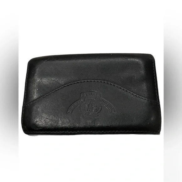 Ghurka vintage black leather unisex card holder with 2 pockets. YY