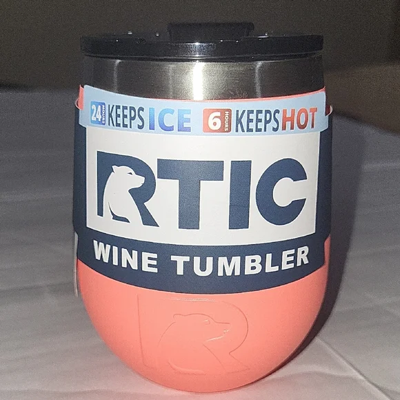 RTIC NEW With Box CORAL Wine Tumbler . Design In Texas . Dishwasher Safe.