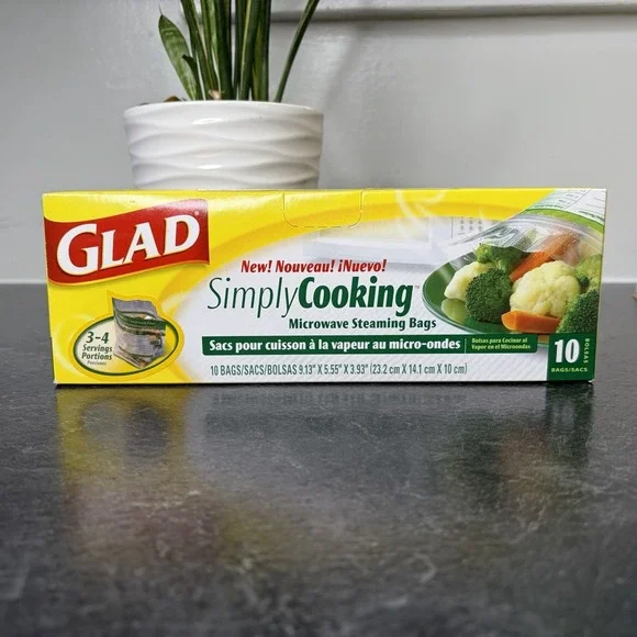 NEW Box of 10 Glad Simply Cooking Microwave Cooking Steaming Bags Discontinued