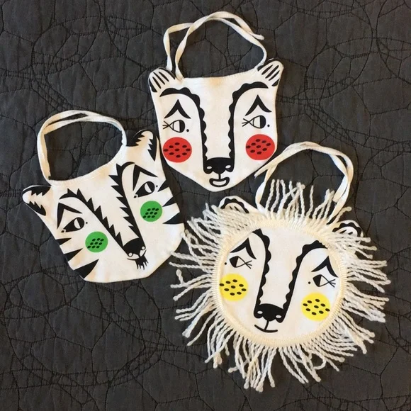 COPY - Baby Bibs Lion, Tiger and Bear.