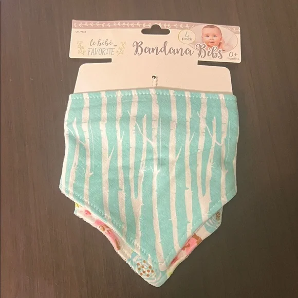 NWT Bandana Bibs - Aqua and White