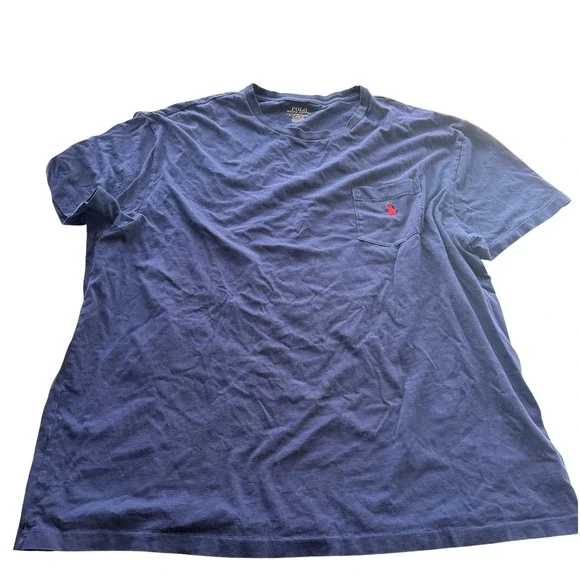 Polo Ralph Lauren Mens Pocket‎ T-Shirt XL Navy Blue Classic Fit Red Pony Logo
