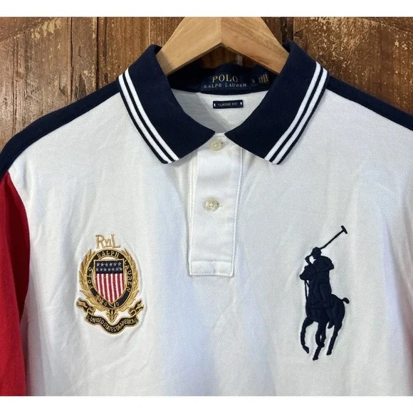 Mens Polo Ralph Lauren Short Sleeve Big Pony USA Crest RL Classic Fit Sz Large