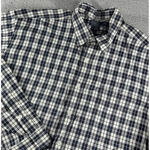 VINTAGE Polo Ralph Lauren Plaid Shirt Mens XL White Lowell Sport 100%‎ Cotton