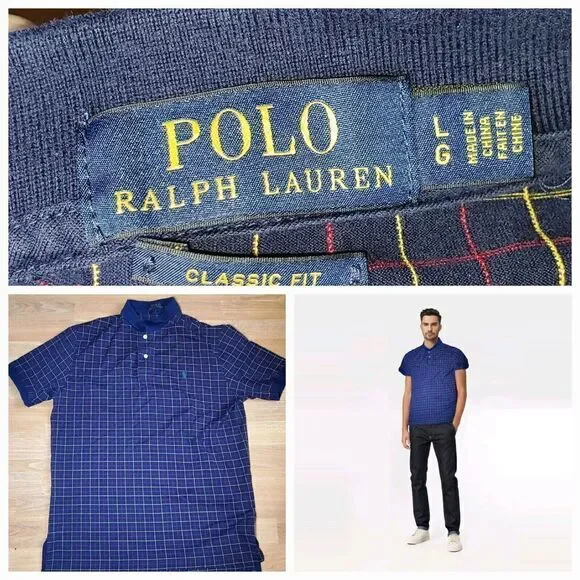 Polo Ralph Lauren Madras Plaid Oxford Large Classic‎ Golf Shirt Luxury business