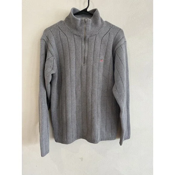 Polo Ralph Lauren Vintage Cotton Quarter Zip Sweater Mens Large American Flag