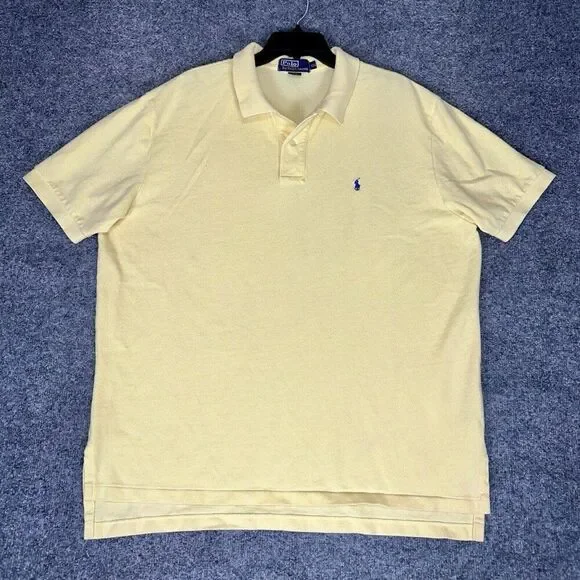 Polo Ralph Lauren Shirt Mens 2XL Yellow Polo Short Sleeve‎ Cotton Casual Adult
