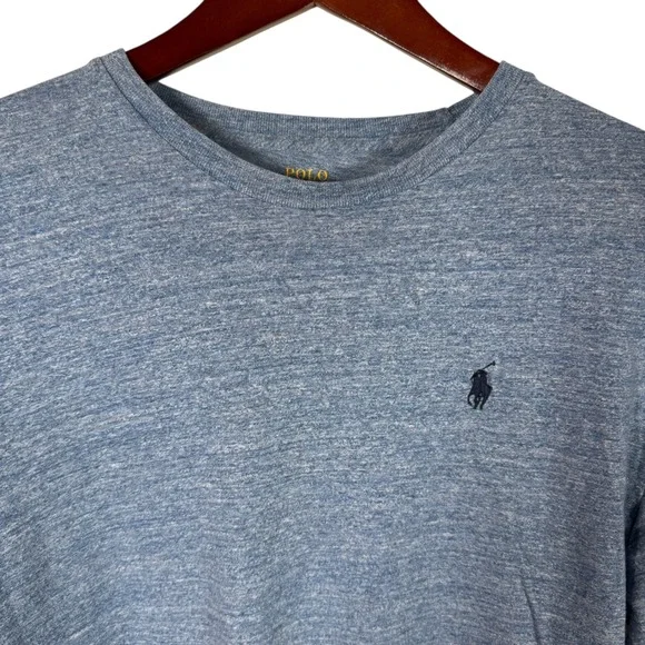 Polo Ralph Lauren Mens‎ TShirt Crew Neck Long Sleeve Top Blue Size Medium Preppy