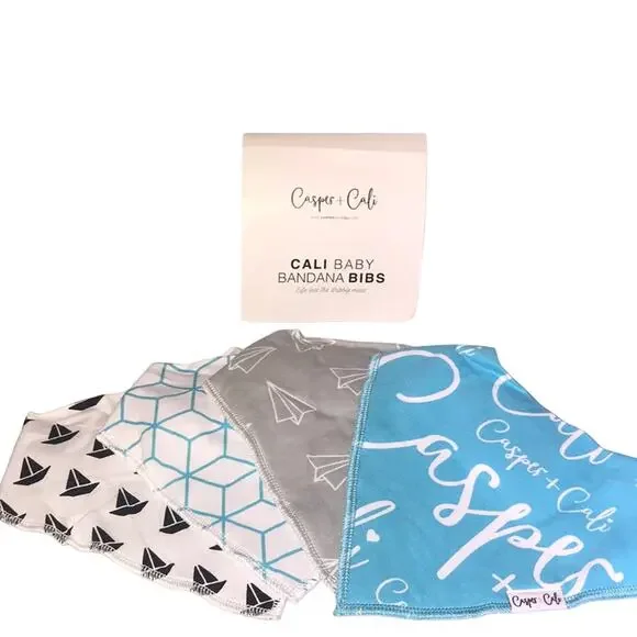 Casper & Cali 4 Organic Baby Boy Bandana Bibs NWT