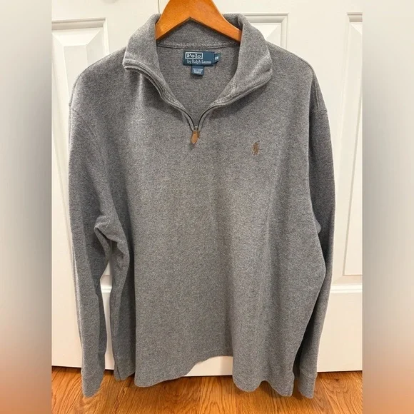 Polo Ralph Lauren Men's Gray 1/4 Zip Neck Pullover Cotton Sweater Size XXL