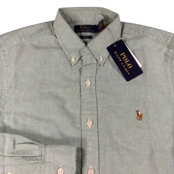 Polo Ralph Lauren Mens Slim Fit Oxford Shirt Green Small NWT New 710792161023