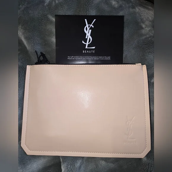 YSL Beauté Libre Sample Beige Pouch With Mascara And Lipstick. NIB