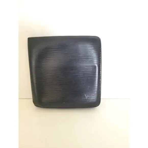 Vintage Louis Vuitton Men Black Bi-Fold‎ Leather Wallet Epi Retro Card Bill Coin