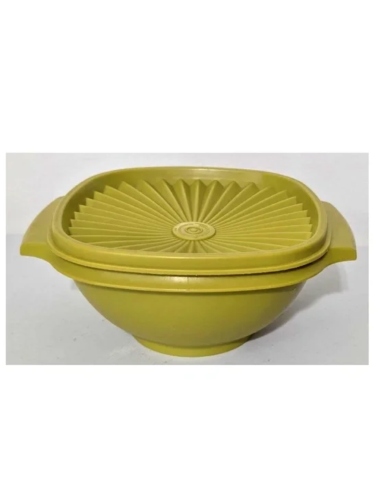 Vintage Tupperware Bowl Green Lid Modular Mates Servalier Container 840-6 VTG