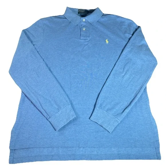 Polo By Ralph Lauren Men's L Custom Fit Long Sleeve Knit Polo Shirt Vintage Pony
