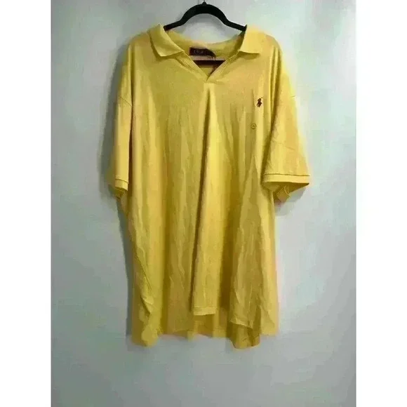Polo Ralph Lauren Solid‎ Yellow Buttonless Collar Neck Shirt - Men's 4XB