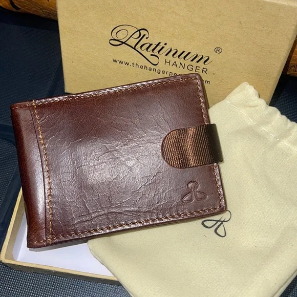 Authentic Platinum Hanger Wallets - Brown Leather