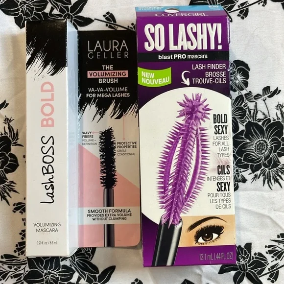 Laura Gellar LashBoss Bold Mascara & Covergirl So Lashy both black