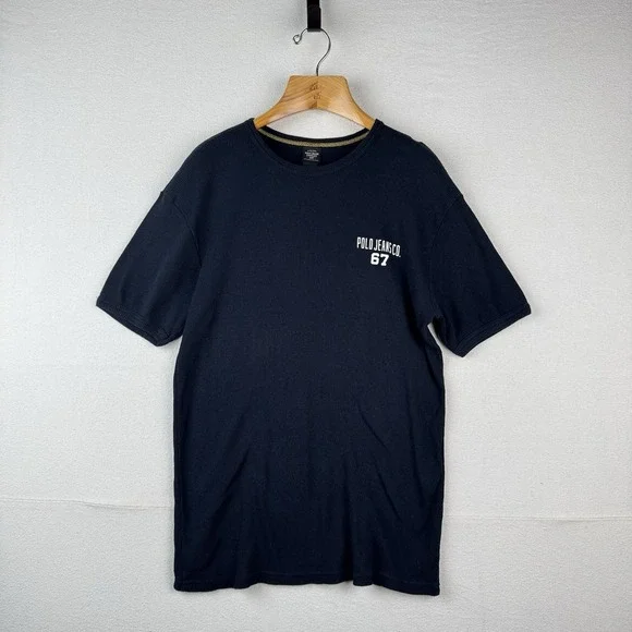 Ralph Lauren Polo Jeans Co Navy Men's Large‎ 67 Blue Ribbed Short Sleeve Shirt