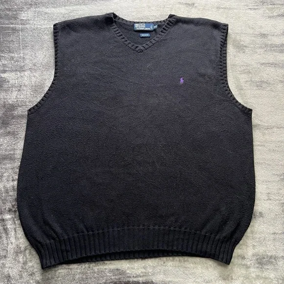 Polo Ralph Lauren Vest Men's 3XLT Black Purple Pullover Sleeveless Shirt Classic