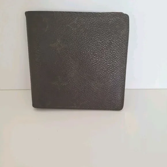 Vintage Louis Vuitton Men's LV Brown Bi-Fold Leather Wallet Monogram Card Bill