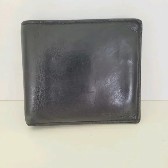 Coach Designer Mens Wallet Black Bifold Leather Folding Medium Logo Vintage