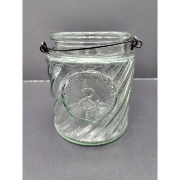VTG DPS Glass Jar With metal wire Handle Genuine And Crafted