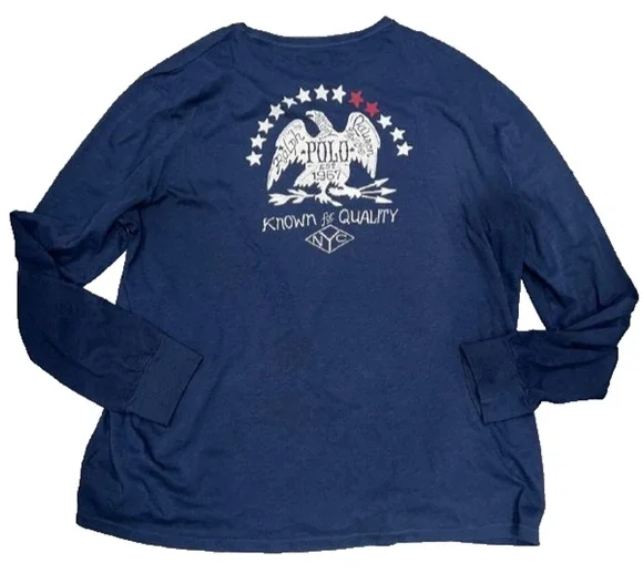 Polo Ralph Lauren Men's Long Sleeve Y2K Pocket T-Shirt Sz XXL Navy A008124