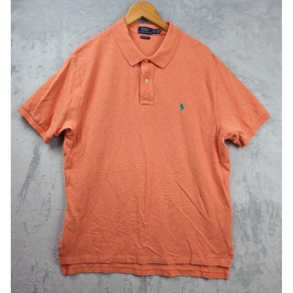 Polo Ralph‎ Lauren Polo Shirt Mens 2XL XXL Pony Logo Peach Orange Solid