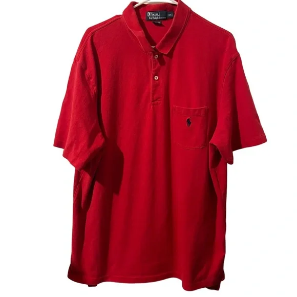 Polo Ralph Lauren Shirt Men 2XL‎ Red Embroidered Pony Solid Lightweight Casual