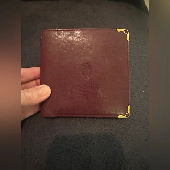 Cartier Bordeaux Leather Bi-Fold Wallet w COA