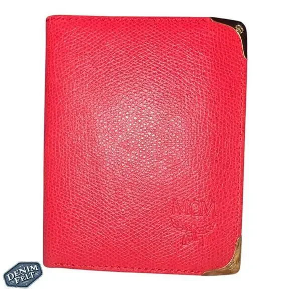 MCM Red w/‎ Gold Tip Men’s Leather Bifold Wallet
