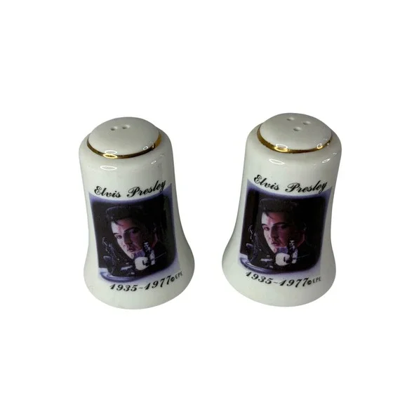 Elvis Presley Memorial Salt and Pepper Shakers Ceramic 1935-1977 Collectible Set