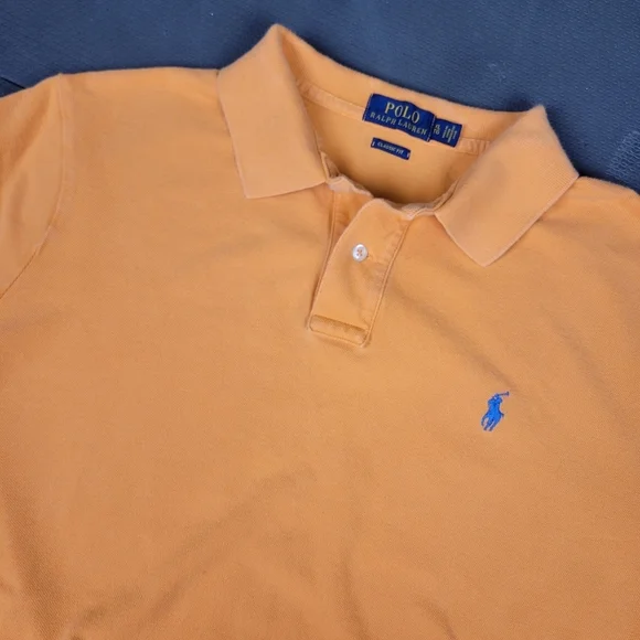 Ralph Lauren Polo Orange Short Sleeve Shirt Pony Logo Men's XL Classic Fit