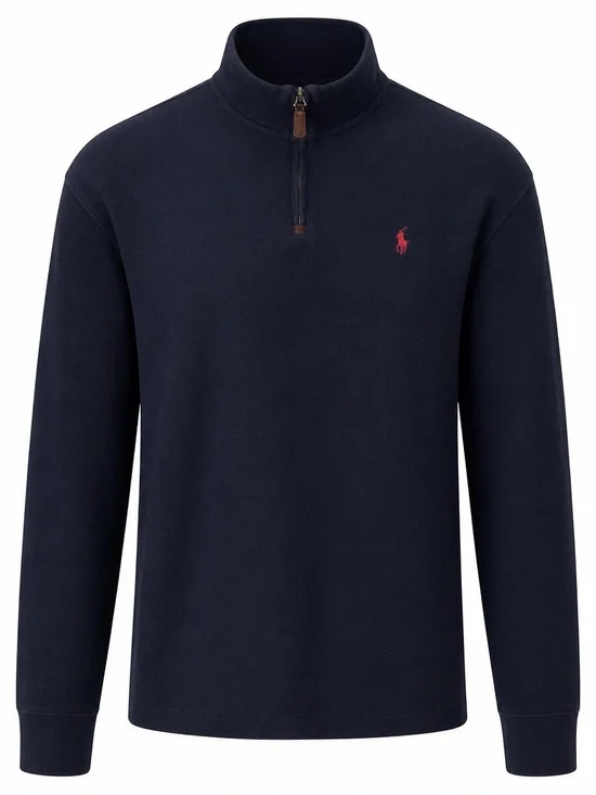 Polo Ralph Lauren Quarter Zip Pullover Sweater Navy Red Pony Size L