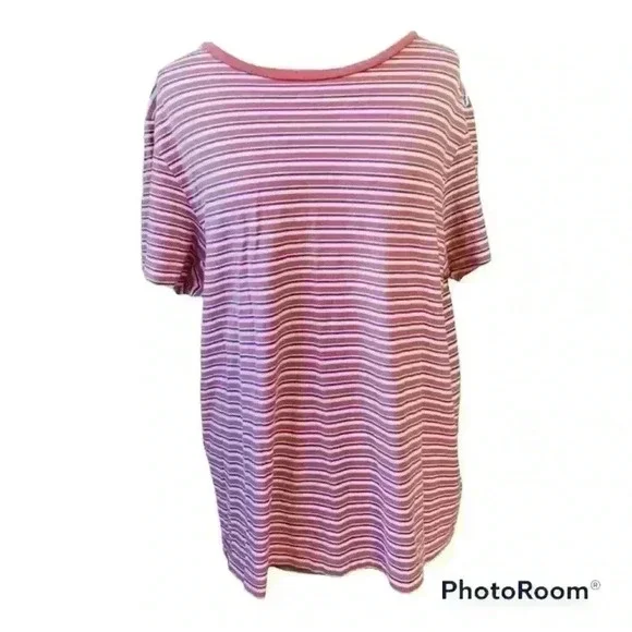 Polo Ralph Lauren T-Shirt Large Thrashed Distressed Striped Short Sleeve Cotton.