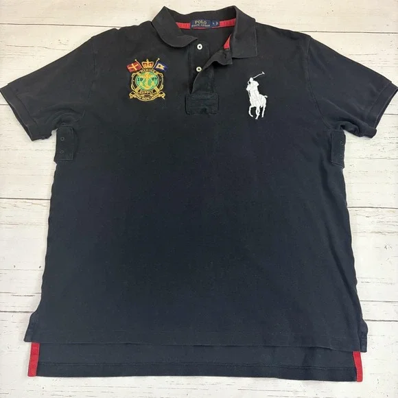 Polo Ralph Lauren Crest Rugby Polo Shirt Large Big Pony Marine Supply Nautical