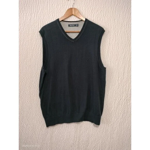 Polo Ralph Lauren Sweater Vest Gray V-Neck Sleeveless Cotton Men's XL