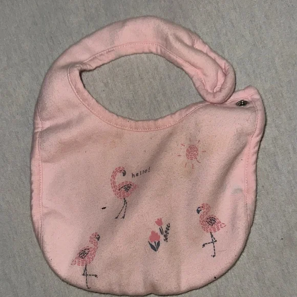 Kids OS Pink Carters Flamingo Baby Bib.