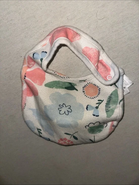 Kids OS Floral Snap Baby Bib in Cream and Pastel Colors