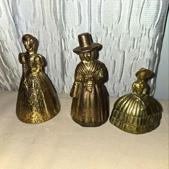 Vintage Brass Lady Bell Lot Made In England