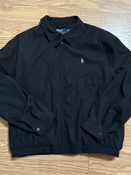 Polo Ralph Lauren Mens Bi-Swing Windbreaker Jacket Black Old Money Size XL Logo