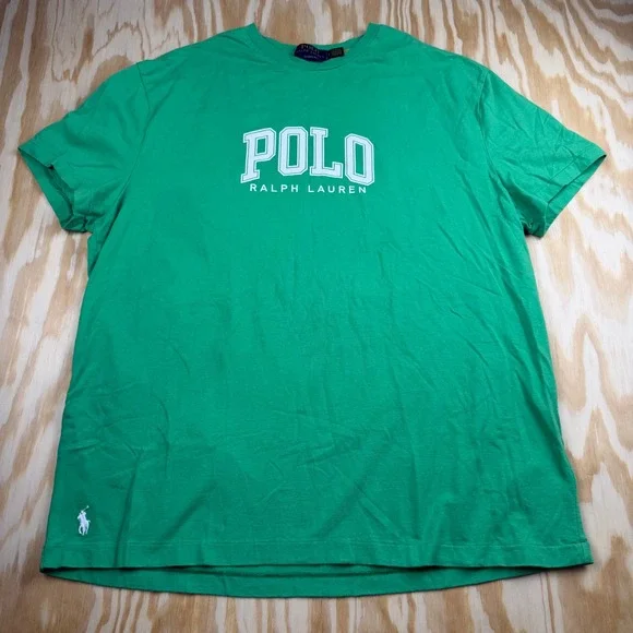 Polo Ralph Lauren Mens Green Classic Fit Logo Graphic T-Shirt Large