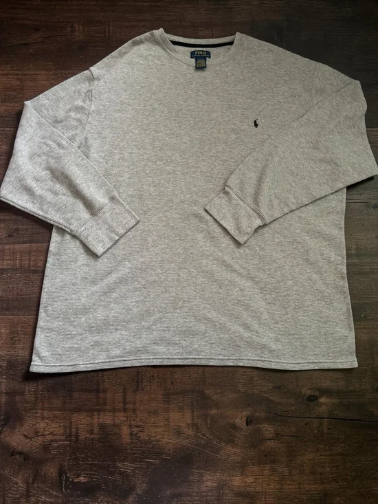 Polo Ralph Lauren Men's 4XL Gray Waffle Knit Thermal Shirt Long Sleeve