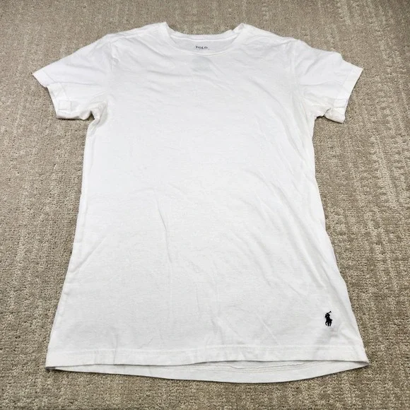 Polo Ralph Lauren Shirt Men Medium Slim Fit White Tee Pony Logo Cotton NEW